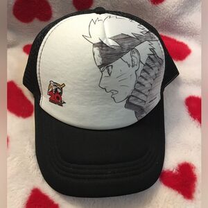 Naruto Anime Trucker Cap Hat Black & White Adjustable snap back collectible 2015